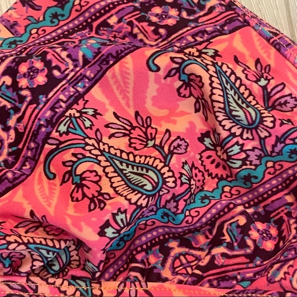 Eidon Orange and Pink Triangle Crisscross Lace Through Straps Bikini Swim Top - Picture 2 of 9